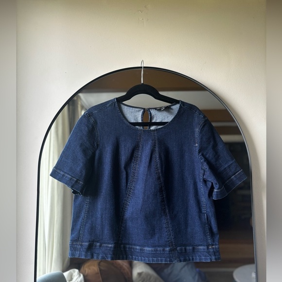 BANANA REPUBLIC | denim cropped top | size xl - Picture 3 of 5